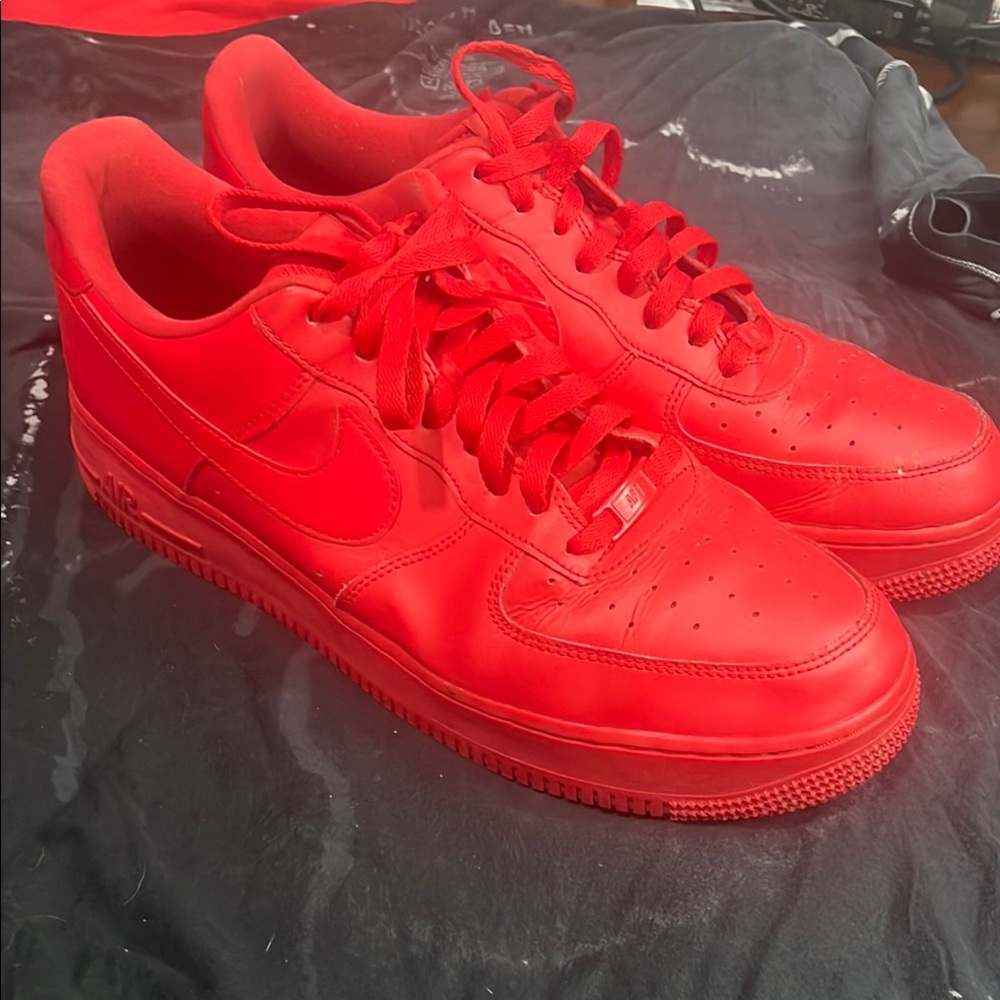 Nike Red Air Force 1 Sneakers Monochromatic Design